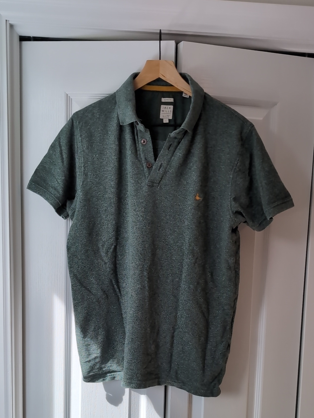 Jack Wills Green Heather Polo with Gold Logo (Large, Although Snug)